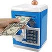 Electronic Piggy Bank Code Lock for Kids Toy, Auto Money Scroll for Children Birthday Gift (Blue/White)