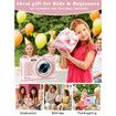 Upgrade Digital Camera,56MP FHD 1080P Camera with 16x Zoom Anti Shake,Kid Camera with 32GB TF Card,Two Batteries,Compact Small Camera (Pink)