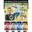 Upgrade Digital Camera,56MP FHD 1080P Camera with 16x Zoom Anti Shake,Kid Camera with 32GB TF Card,Two Batteries,Compact Small Camera (Black)