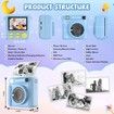 Kids Camera Instant Print,HD Digital Video,32GB SD Card,Portable Toy for Girls Boys Age 3+,Christmas Birthday Gifts (Blue)
