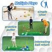 Kids Toy Golf Club Set with Automatic Ball Returner,Led Light Up Night Golf Balls,Golf Putting Mat,3-5 Toddler Mini Golf Games,Aged 3+
