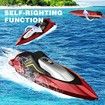 RC Mini Boat with LED Light,2.4Ghz Full Proportional Remote Control Boat for Pools and Lakes,Capsize Recovery,Water Play Toy Gift,Age3+,Red