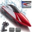 RC Boat,Remote Control Boat for Pool with LED Light,2 Batteries,High Speed 15+ MPH,Long Play Time 60+ Mins,Waterproof Boats for Lake,Red