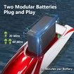 RC Boat,Remote Control Boat for Pool with LED Light,2 Batteries,High Speed 15+ MPH,Long Play Time 60+ Mins,Waterproof Boats for Lake,Red