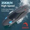 Remote Control Boat with LED Light,RC Jet Boat,35KM/H Remote Control Speed Boat with 2 Batteries,2.4GHz RC Boats,Summer Water Toys Birthday Gifts