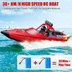 RC Boat,2.4GHz Self Righting Remote Control Boat,30KM/H Fast Speed Racing Jet Boats Gift Toy with LED Light,2 Rechargeable Batteries,Red