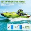 RC Boat,2.4GHz Self Righting Remote Control Boat,30KM/H Fast Speed Racing Jet Boats Gift Toy with LED Light,2 Rechargeable Batteries,Green