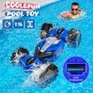 Amphibious Remote Control Car, 4WD Remote Control Boat, Waterproof RC Stunt Car for Kids Gift,All Terrain Beach Pool Water Toy (Blue)