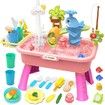 Fishing Game Water Table Kids Fun play Sink Electric Pool Toys Children Role Pond Outdoor Backyard Activity Pink