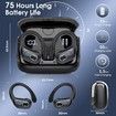 Wireless Earbuds Bluetooth 5.3 Headphone Sport Stereo Deep Bass Over Ear Bud with Earhooks,ENC Noise Cancelling Mic IPX7 Waterproof-Black