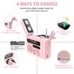 Emergency Hand Crank Weather Radio Solar AM/FM/NOAA Weather Portable Radio with Flashlight Bluetooth Speaker,SOS Alert for Home Outdoors Compass-Pink