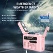Emergency Hand Crank Weather Radio Solar AM/FM/NOAA Weather Portable Radio with Flashlight Bluetooth Speaker,SOS Alert for Home Outdoors Compass-Pink