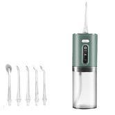 Water Flosser for Teeth Cordless, Oral Irrigator, Rechargeable Dental Water Jet with 280ML Water Tank and 5 Jet Tips for Travel Home (Green)
