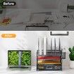 Desk Organizer File Holder 4-Tier Mesh Desk File Organizer with 5 Vertical File Holders and 2 Pen Holders Desktop Organizer for Letter A4 Office File