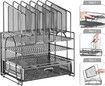 Desk Organizer File Holder 4-Tier Mesh Desk File Organizer with 5 Vertical File Holders and 2 Pen Holders Desktop Organizer for Letter A4 Office File