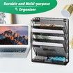 6 Slot Wall Hanging File Organizer Vertical Office Desk Wall Mounted File Holder Paper Organizer with Bottom Flat Tray