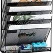 6 Slot Wall Hanging File Organizer Vertical Office Desk Wall Mounted File Holder Paper Organizer with Bottom Flat Tray