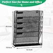 6 Slot Wall Hanging File Organizer Vertical Office Desk Wall Mounted File Holder Paper Organizer with Bottom Flat Tray