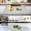 Large Stone Dish Drying Mats for Kitchen Counter,Quick Dry Collapsible Dish Drying Mat,Eco-Friendly Absorbent Diatomaceous Earth Mats (Grey)