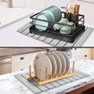 Large Stone Dish Drying Mats for Kitchen Counter,Quick Dry Collapsible Dish Drying Mat,Eco-Friendly Absorbent Diatomaceous Earth Mats (Grey)