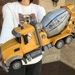 RC Cement Mixer Toy Truck Channel Construction Toys with 2 Rechargeable Batteries, 1:24 Auto Demo 360 Degree Stirring Vehicles with Lights, for Kids