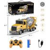 RC Cement Mixer Toy Truck Channel Construction Toys with 2 Rechargeable Batteries, 1:24 Auto Demo 360 Degree Stirring Vehicles with Lights, for Kids