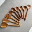 9 Piece Wooden Utensils for Cooking, Non-Stick Wooden Spoons for Cooking, Kitchen Gift Set, Comfortable Grip Wooden Utensil Set