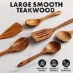 6 Piece Wooden Spoons for Cooking, Smooth Finish Teak Wooden Utensils for Cooking, Non-Stick Wooden Cooking Utensils, Wooden Spoon Sets