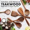 6 Piece Wooden Spoons for Cooking, Smooth Finish Teak Wooden Utensils for Cooking, Non-Stick Wooden Cooking Utensils, Wooden Spoon Sets