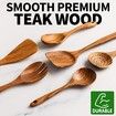6 Piece Wooden Spoons for Cooking, Smooth Finish Teak Wooden Utensils for Cooking, Non-Stick Wooden Cooking Utensils, Wooden Spoon Sets