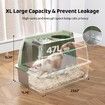 3 in 1 XL Cat Litter Box Kitty Enclosed Stainless Steel Potty Pan Semi Covered Toilet Modular Tray High Sided Furniture with ABS Lid Carbon Filters