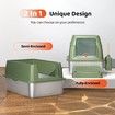 3 in 1 XL Cat Litter Box Kitty Enclosed Stainless Steel Potty Pan Semi Covered Toilet Modular Tray High Sided Furniture with ABS Lid Carbon Filters