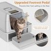 3-in-1 Stainless Steel Cat Litter Box with Lid XL Litter Box for Big Cats Enclosed Removable Metal Litter Box with High Sided Enclosure & Scoop