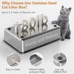3-in-1 Stainless Steel Cat Litter Box with Lid XL Litter Box for Big Cats Enclosed Removable Metal Litter Box with High Sided Enclosure & Scoop