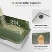 Stainless Steel Cat Litter Box XL Pet Toilet Kitty High Sided Enclosure Metal Pan Tray Potty Easy Clean 20L with Scoop Filter Pedal Green