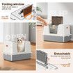 3-in-1 Stainless Steel Cat Litter Box with Lid,Large Enclosed High Side Metal Cat Litter Box with Pedals Suitable for Big Cats Grey