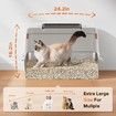 3-in-1 Stainless Steel Cat Litter Box with Lid,Large Enclosed High Side Metal Cat Litter Box with Pedals Suitable for Big Cats Grey