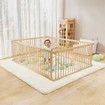 8 Panel Wooden Baby Playpen Large Size Baby Playard for Babies and Toddlers with Safety Gate
