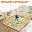 8 Panel Wooden Baby Playpen Large Size Baby Playard for Babies and Toddlers with Safety Gate