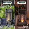 Solar Powered Water Feature Indoor Waterfall Fountain Pump Panel Led Light Kit Outdoor Landscape Garden Decoration Bird Bath Fish Pond Pool Cascading