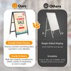Poster Display Stand Sign Holder Double Sided A-Frame Sandwich Board Sidewalk Business Menu Retail Store Advertising Banner Metal Foldable 60x90cm