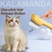 Cat Steam Brush for Shedding, 3 in 1 Steamy Cat Brush with Handle, Rubber Pet Misting Brush with Release Button (Yellow)