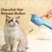 Cat Steam Brush for Shedding, 3 in 1 Steamy Cat Brush with Handle, Rubber Pet Misting Brush with Release Button (Blue)