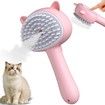 Cat Steam Brush for Shedding, 3 in 1 Steamy Cat Brush with Handle, Rubber Pet Misting Brush with Release Button (Pink)