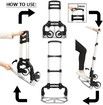 Professional Heavy-Duty 70kgs Capacity Aluminum Folding Hand Truck/Luggage Cart With Adjustable Handle, Folding Away Wheels, And Bungee Cord