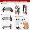 Convertible Hand Truck Dolly Cart with Straps,Folding Hand Cart with Wheels Collapsible Hand Truck,Aluminum Dolly Cart for Moving Luggages, 200kgs