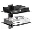 Glass Floating Shelves,TV Wall Mount with Shelf for DVD Player/PS4/Cable Boxes/Game Consoles/Sky Box/TV Accessories,2 Tiers Shelves