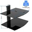 Glass Floating Shelves,TV Wall Mount with Shelf for DVD Player/PS4/Cable Boxes/Game Consoles/Sky Box/TV Accessories,2 Tiers Shelves