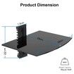 Glass Floating Shelf,1 Tier Media Shelf for TV Accessories,Flat Black Wall Mount Bracket,17.6lbs/8kg Weight Capacity,Backless