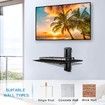 Glass Floating Shelf,1 Tier Media Shelf for TV Accessories,Flat Black Wall Mount Bracket,17.6lbs/8kg Weight Capacity,Backless